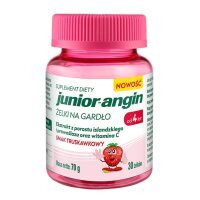 Junior-Angin Żelki na gardło smak truskawkowy 30 szt